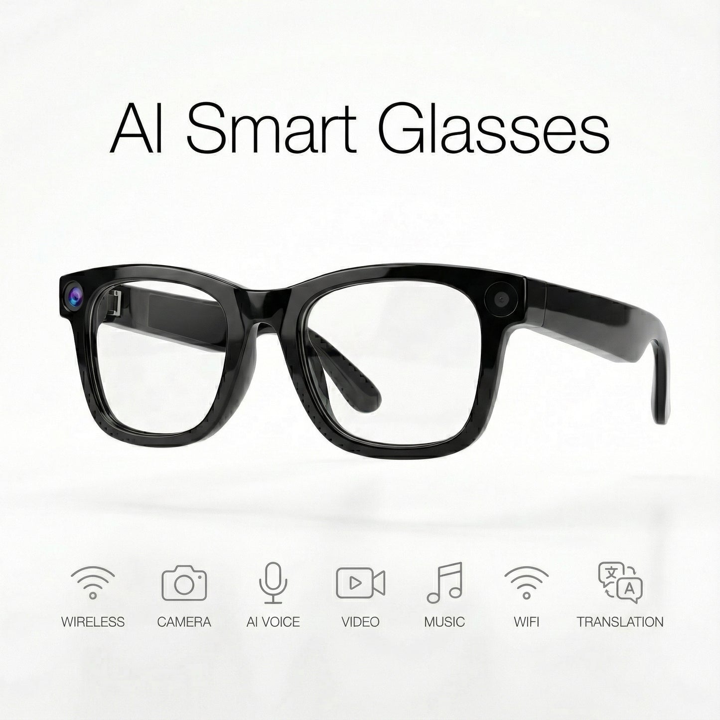 Black AI Glasses with Camera